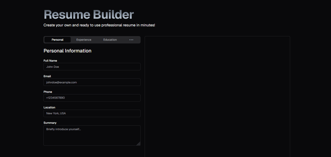 Simple Resume Builder